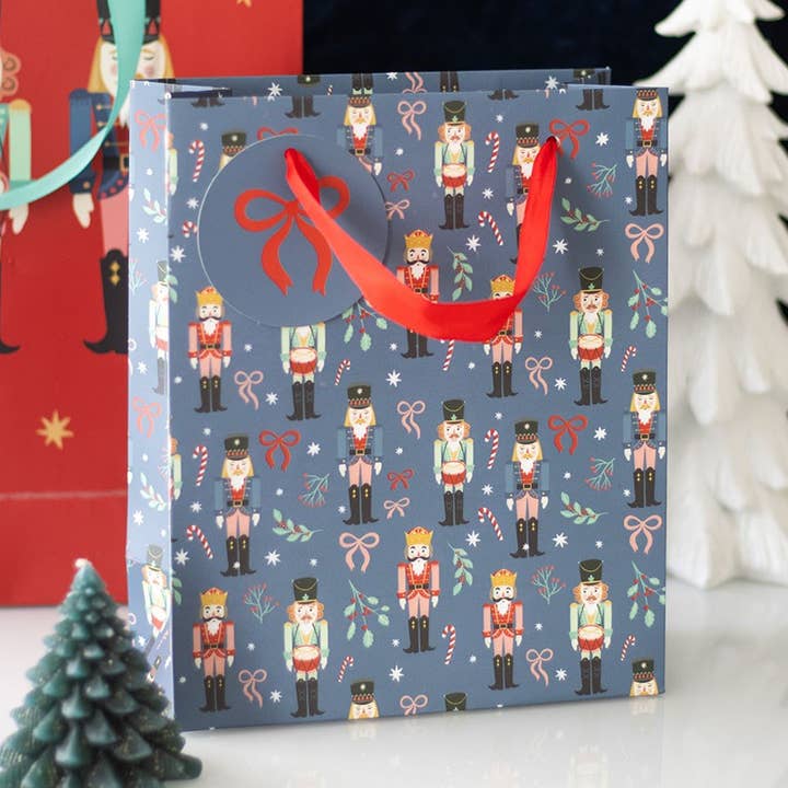 Blue Nutcracker Print Gift Bag 23cm for wholesale by WONDER IMPORTS AUSTRALIA
