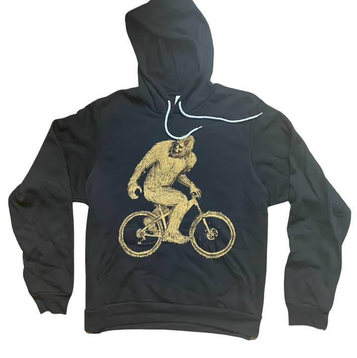 Sasquatch on A Bike Unisex Hoodie for wholesale by Dark Cycle Clothing