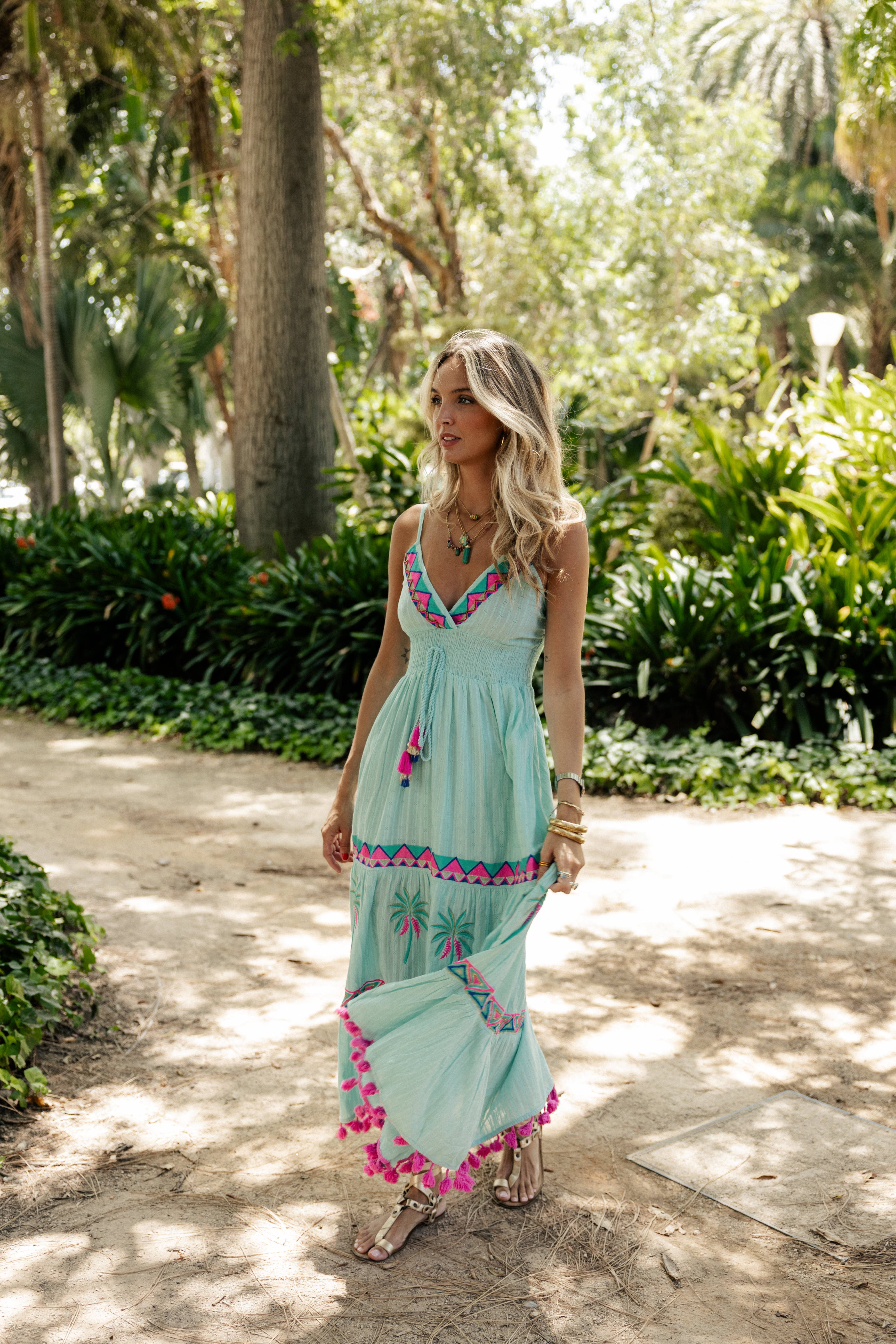 Piti Cuiti – Großhandel Kleid – Damen – LANGES KLEID SASHA AQUA7