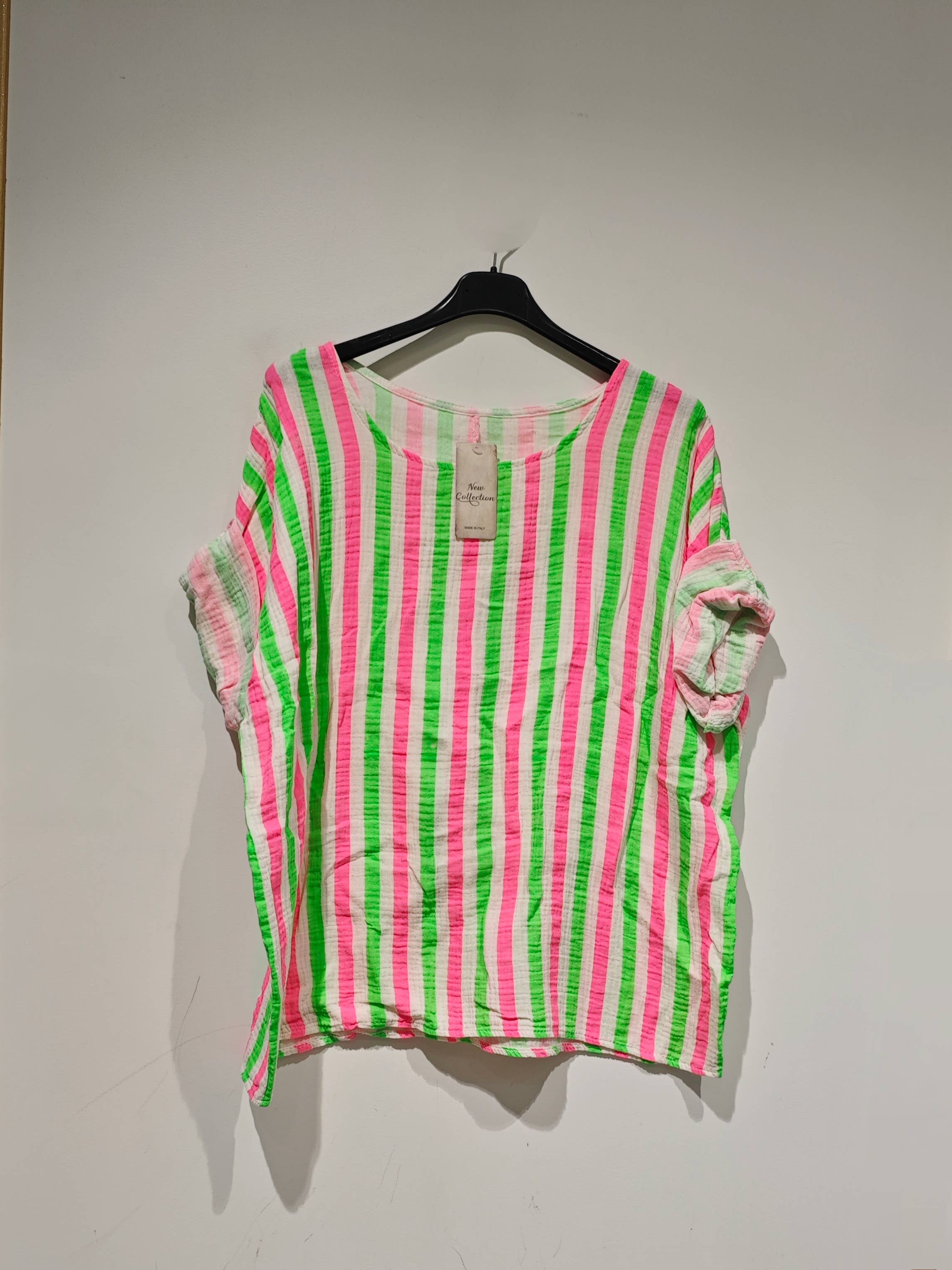 Pomelo paris - Wholesale Blouse - Women's - FLUORESCENT STRIPED COTTON GAUZE4