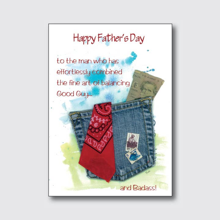 Badass A6 Father's Day Card with Glitter Accents for wholesale by Chique Lixo Greeting Cards