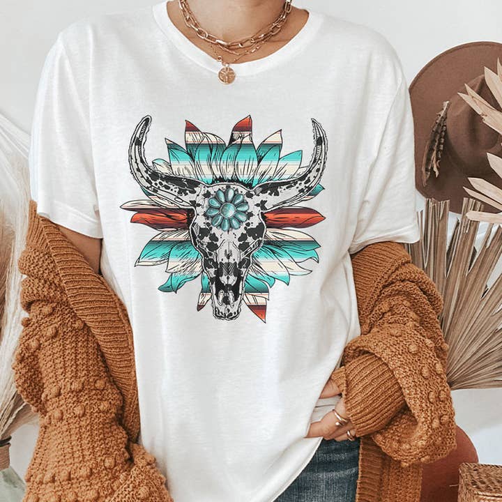 Boho Skull Western PLUS SIZE Graphic Tee for wholesale by Kissed Apparel