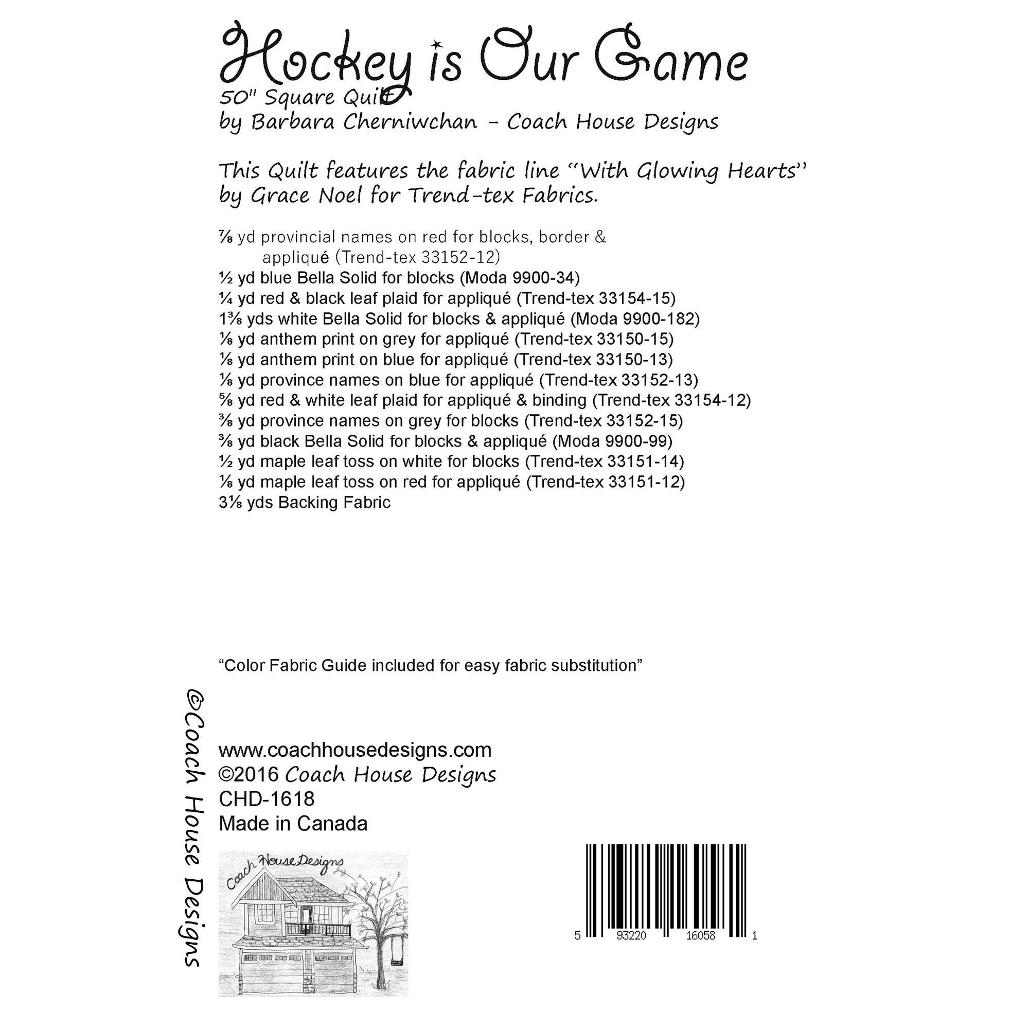 Coach House Designs - Wholesale Quilt - Hockey is our Game Quilt Pattern3