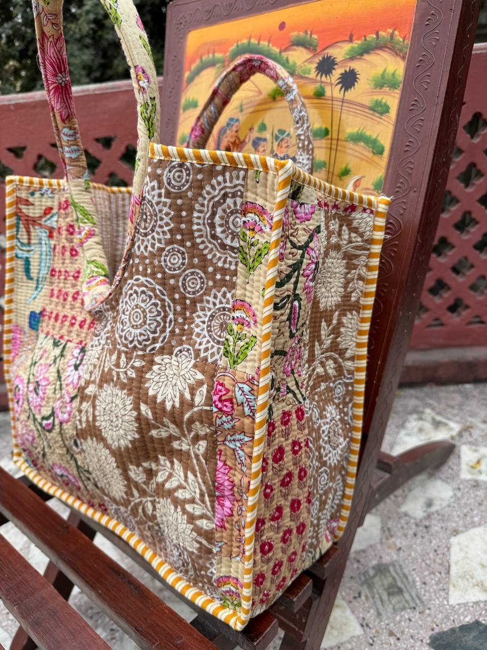 bhavnas boutique - Wholesale Tote Bag - Women's - Cotton Bag Quilted Bag Block Printed Indian Bag Stylish Bags3