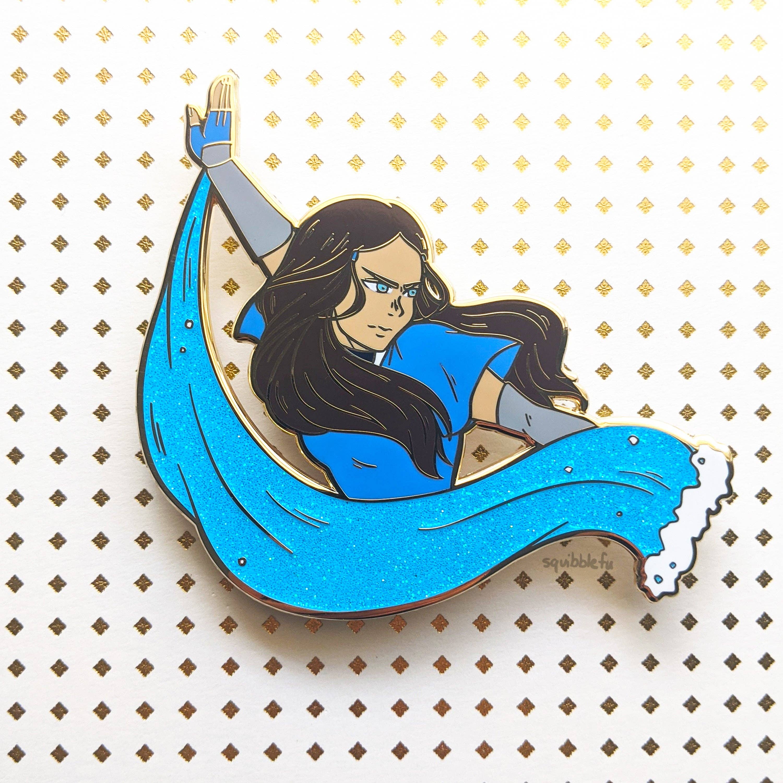 squibblefu - Wholesale Lapel Pin/Button - ***RETIRING last chance!*** Katara | ATLA in Action | Hard Enamel Pin5