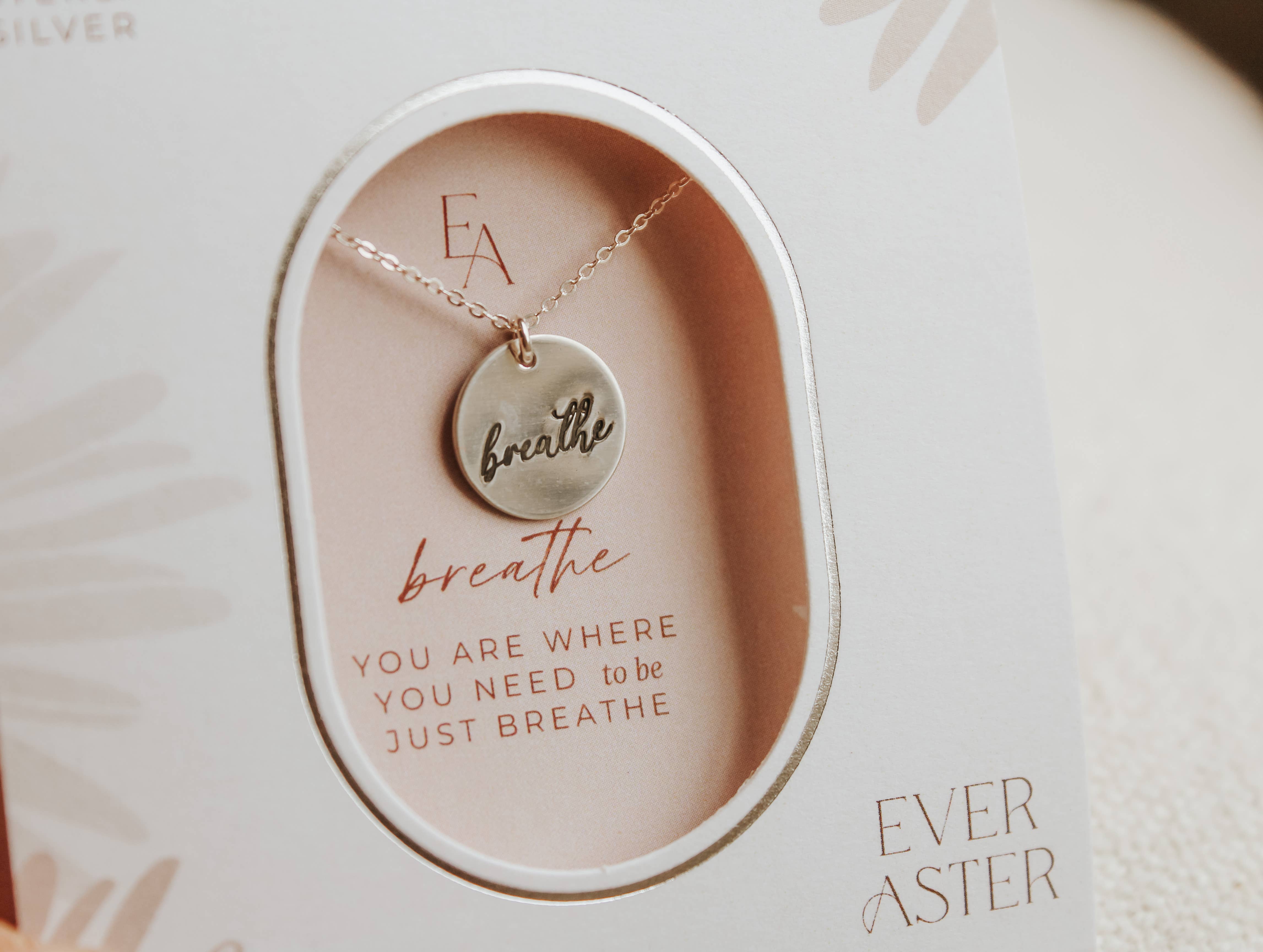 Ever Aster - Wholesale Pendant/Charm Necklace - Breathe Script Necklace0