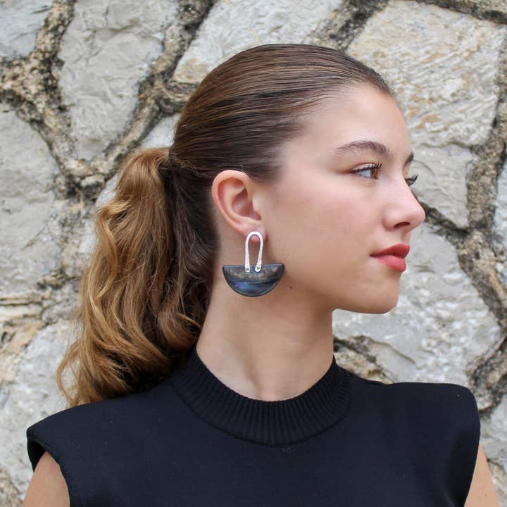 Porcelain Earrings Handmade Earrings "Landscape" for wholesale by 5elements_handbuiltart