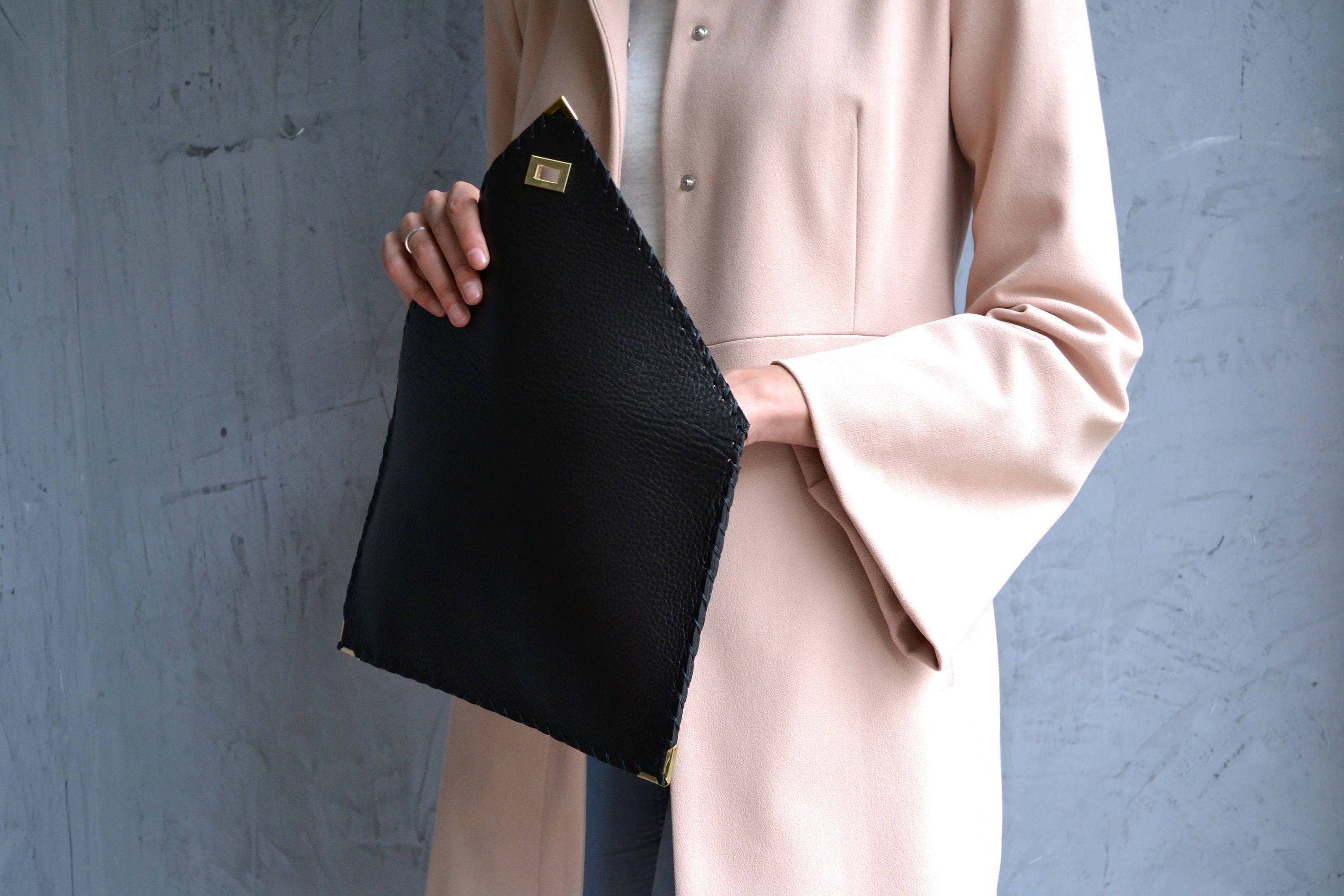 ANA KOUTSI - Wholesale Clutch Bag - Women's - Symmetria Black Leather Clutch Bag6