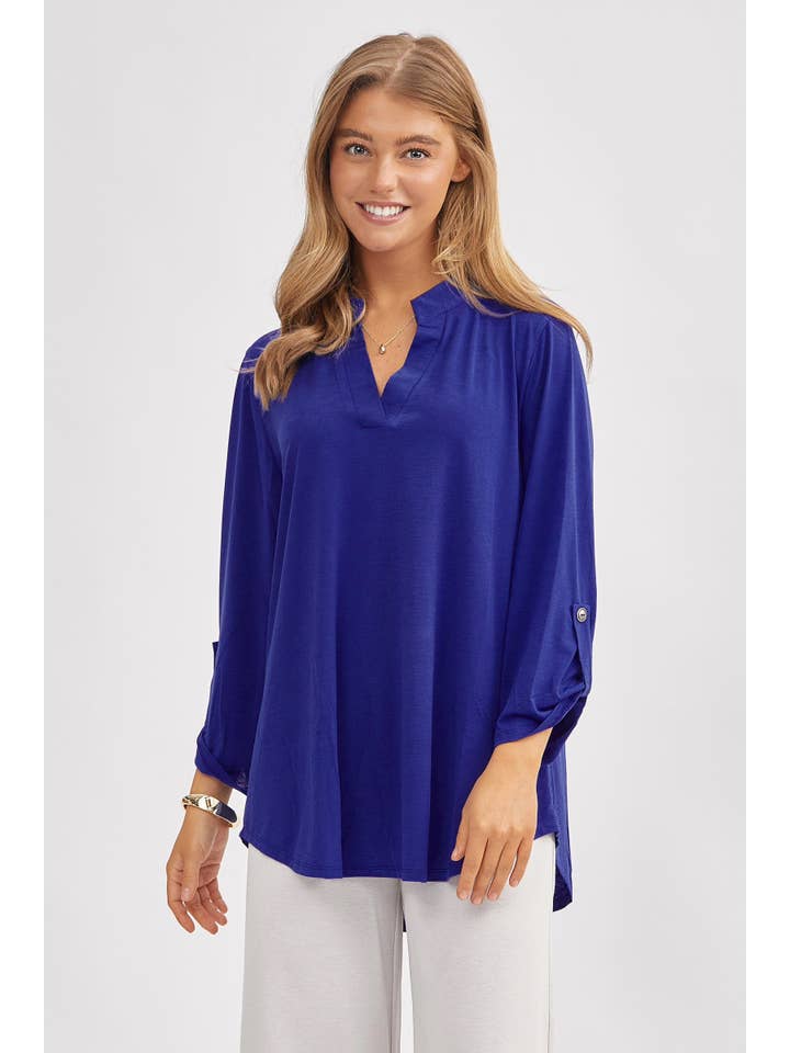Dear Scarlett - Wholesale Blouse - Women's - Signature Mandarin Collar 3/4 Sleeve Flowy Top