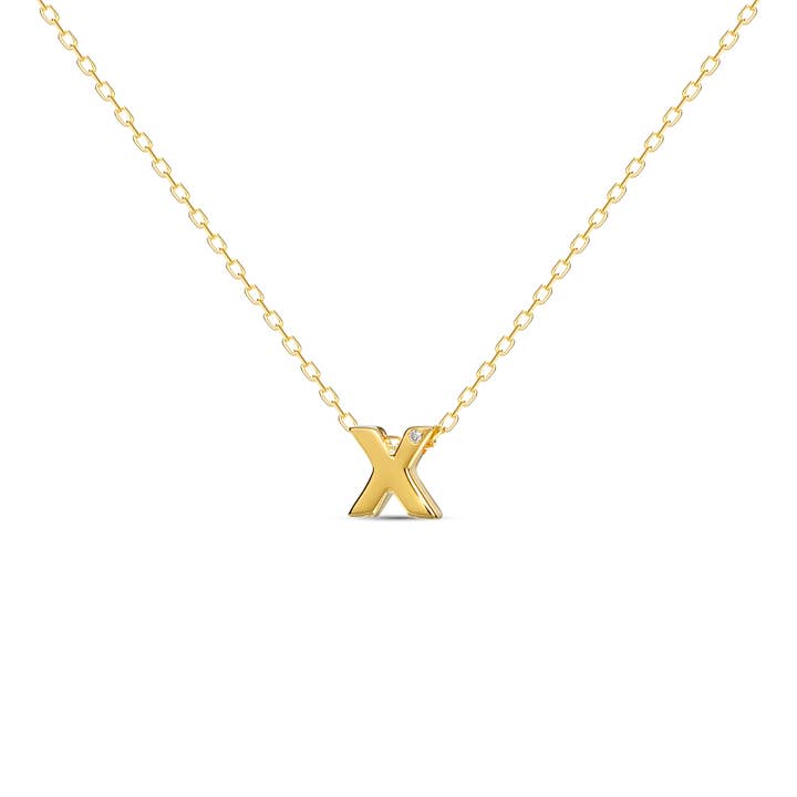 Collana con lettera «X» con diamanti - oro 18 carati per la vendita all'ingrosso da parte di MOSUO Jewellery