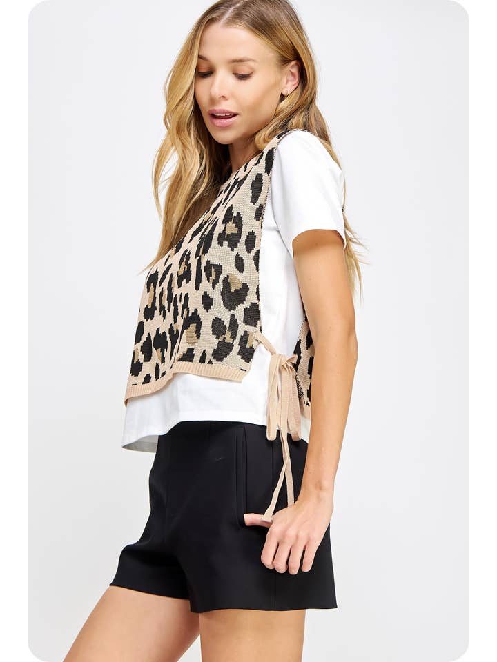 Strut & Bolt - Vente Chemisier – femme - T-shirt en tricot contrasté en tricot léopard3