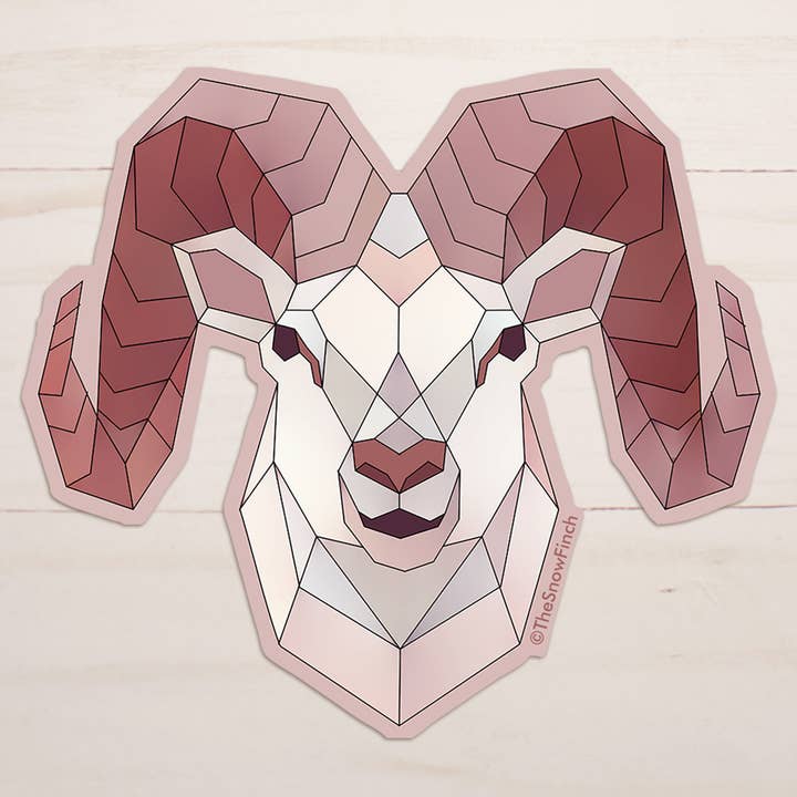 Adhesivo geométrico Dall Sheep Ram | Vinilo impermeable para venta al por mayor de The Snow Finch
