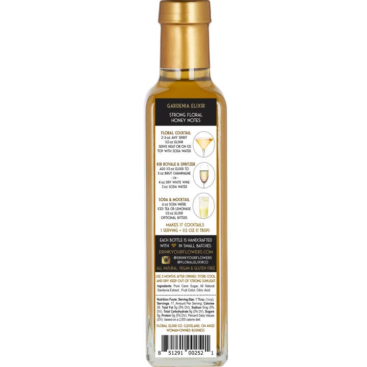 Floral Elixir Co. - Wholesale Cocktail Mix/Syrup - Gardenia Elixir. All Natural Cocktail & Soda Syrup.