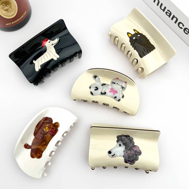 TheDivaSoap - Wholesale Hair Clip - Women's - Puppy Acetate Hair Claw Clip, Cute Animal Hair Clip