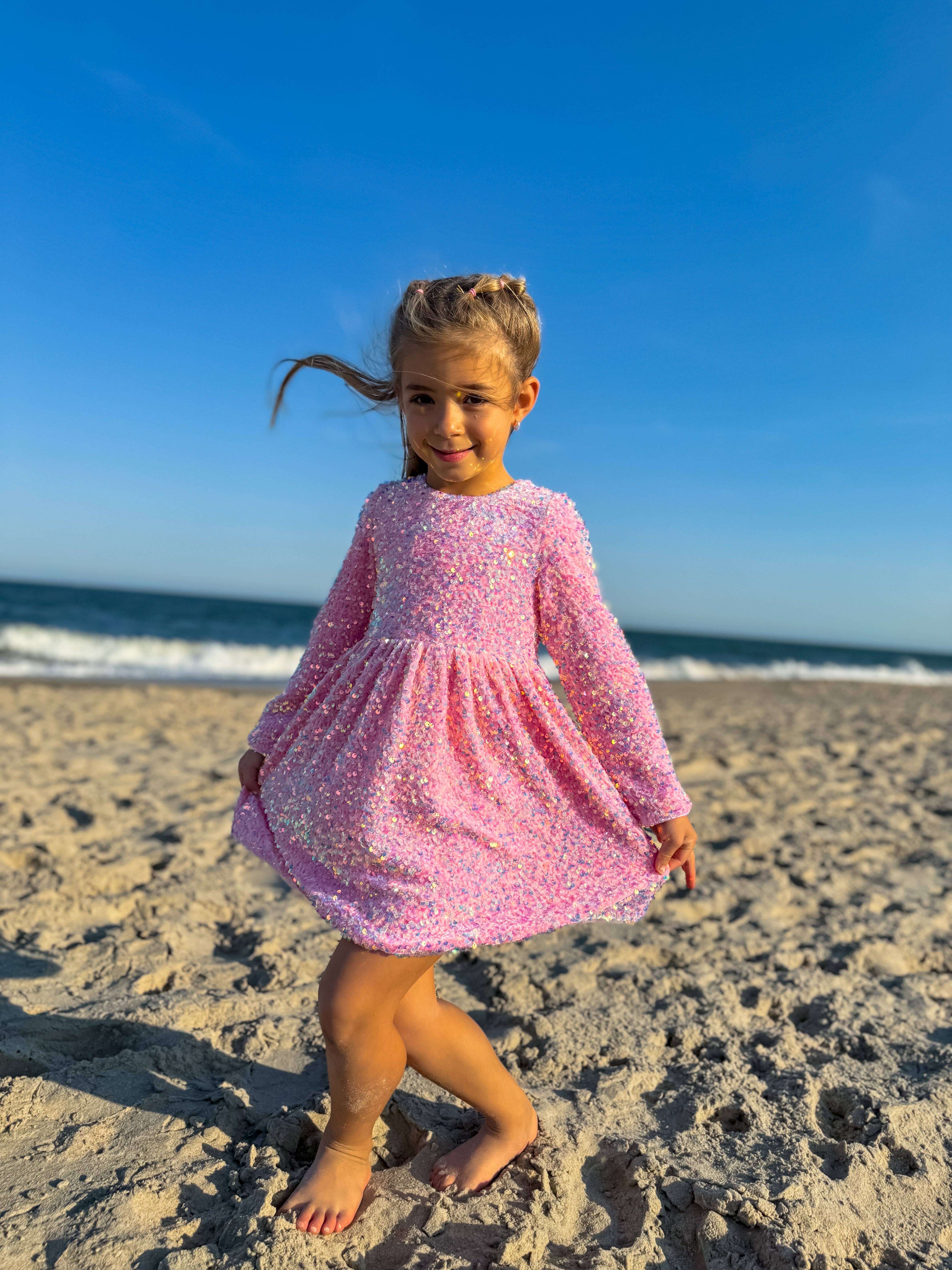 Ellie and Mila - Venta al por mayor Vestido - Niños - Vestido rosa con lentejuelas