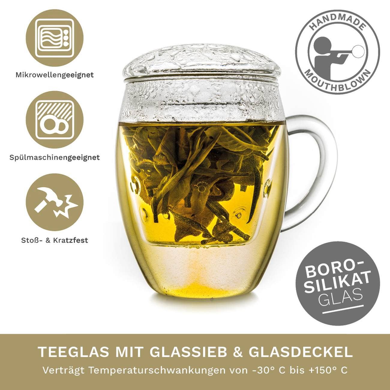 Creano - Wholesale Tea Pot - Creano tea glass all in one, large tea cup with strainer and cover2