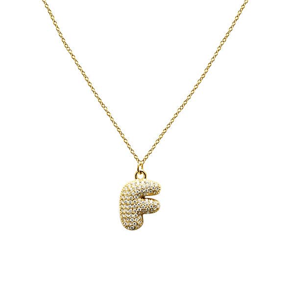AMORINO SRL - Wholesale Pendant/Charm Necklace - BUBBLE INITIAL NECKLACE WITH ZIRCONIA - MY24784B517 GOLD5
