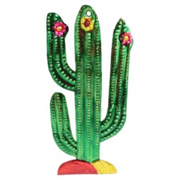 Tesoros Trading Company - Wholesale Ornament - Tin Saguaro Cactus Ornament, Mexico