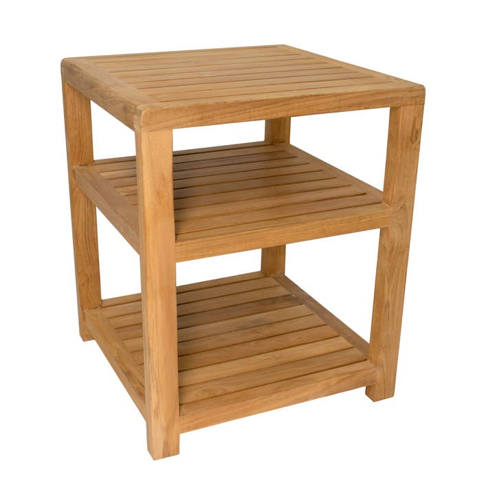 Nordic Style Natural Teak Spa/Bathroom - Under Sink - Storage Bench - 14" for wholesale by Nordic Teak