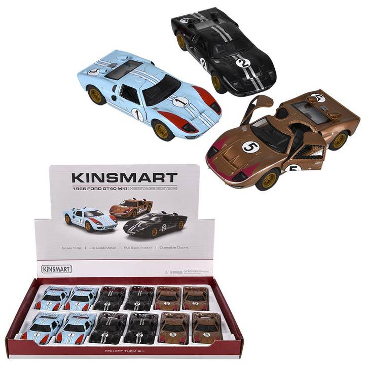 5"Diecast Pull Back 1966 Ford GT 40 MKII Heritage Edition for wholesale by The Toy Network