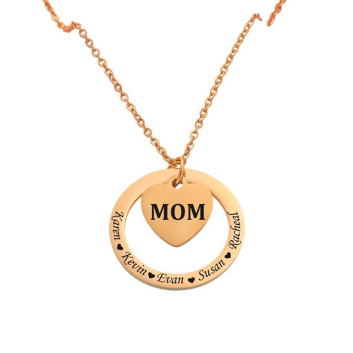 Circle of Love Necklace Gold for wholesale by Exclusive Engravings LLC