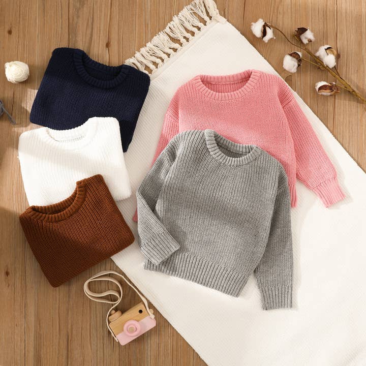 PatPat - Wholesale Knit Sweater - Baby - Baby Solid Long sleeve Knitted Sweater Pullover