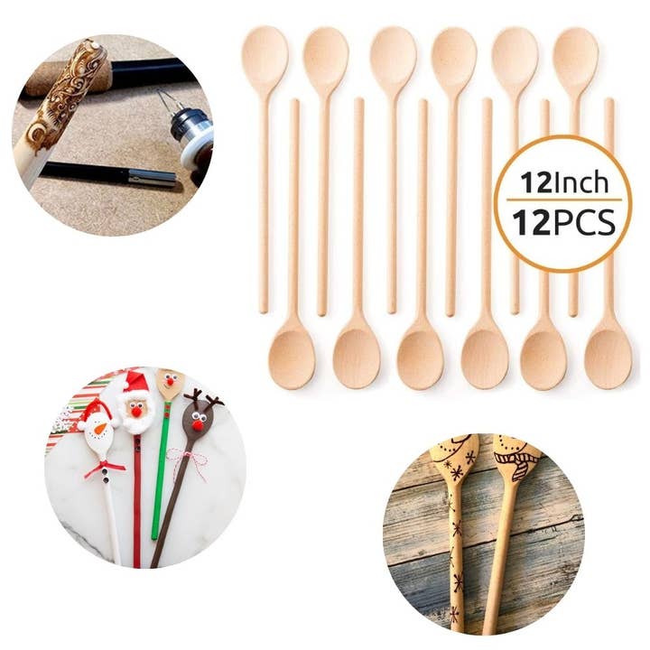 Mr. Woodware - Wooden Kitchen Spoons 12 Inch – Set of 12 for wholesale by Mr. Woodware