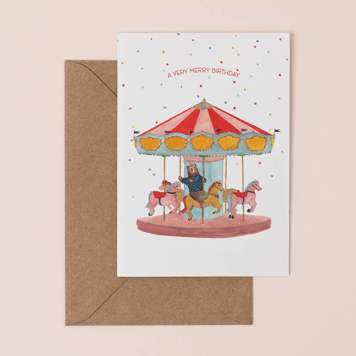 Merry Birthday Go Round Card for wholesale by Mister Peebles