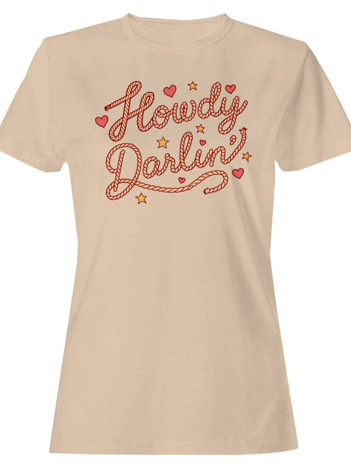 Howdy Darlin’ Western Damen-T-Shirt Natur für den Großhandel von TShirtGuys.com