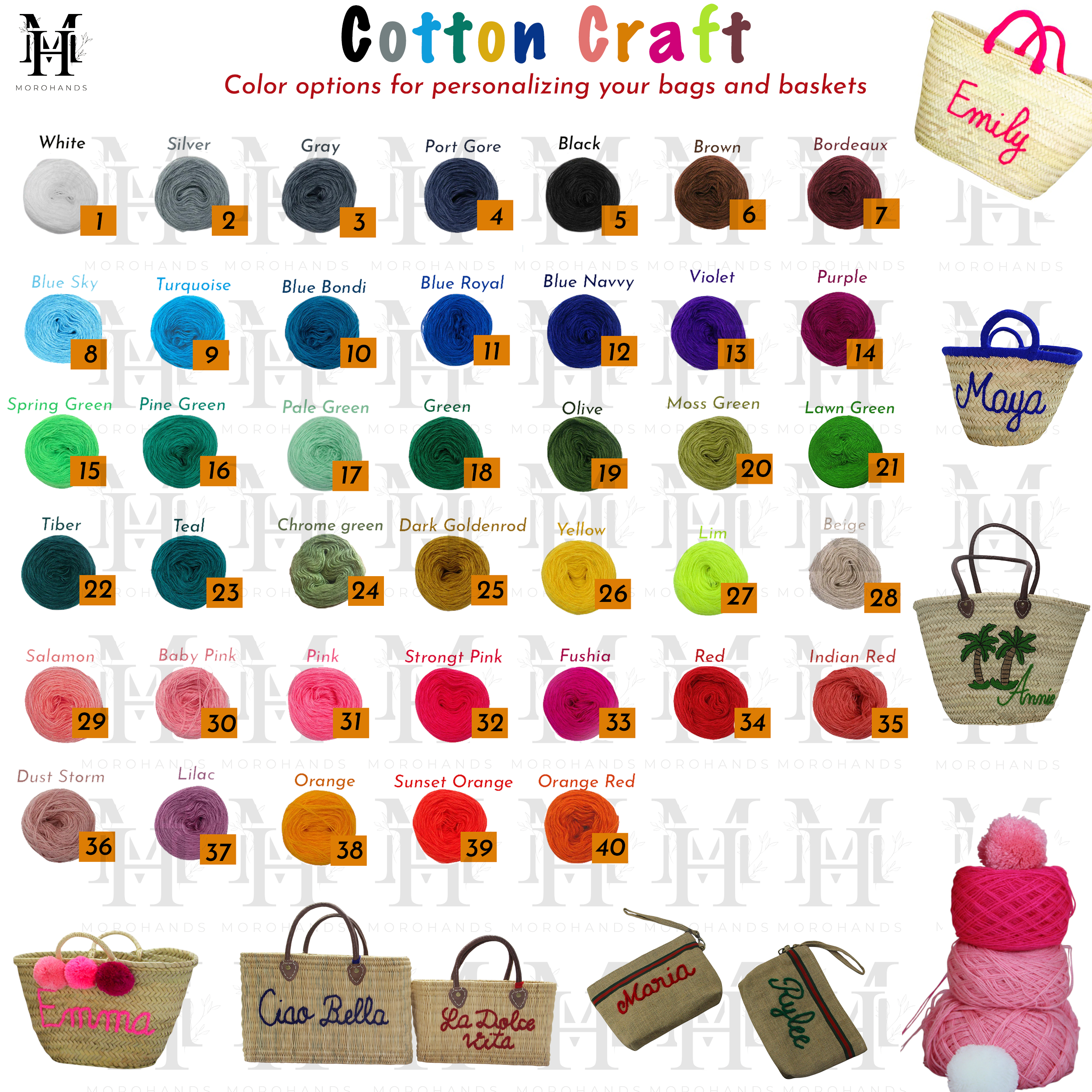 MOROHANDS - Wholesale Beach Bag -  Custom Small Leather Handbag, Personalized Embroidered Name14