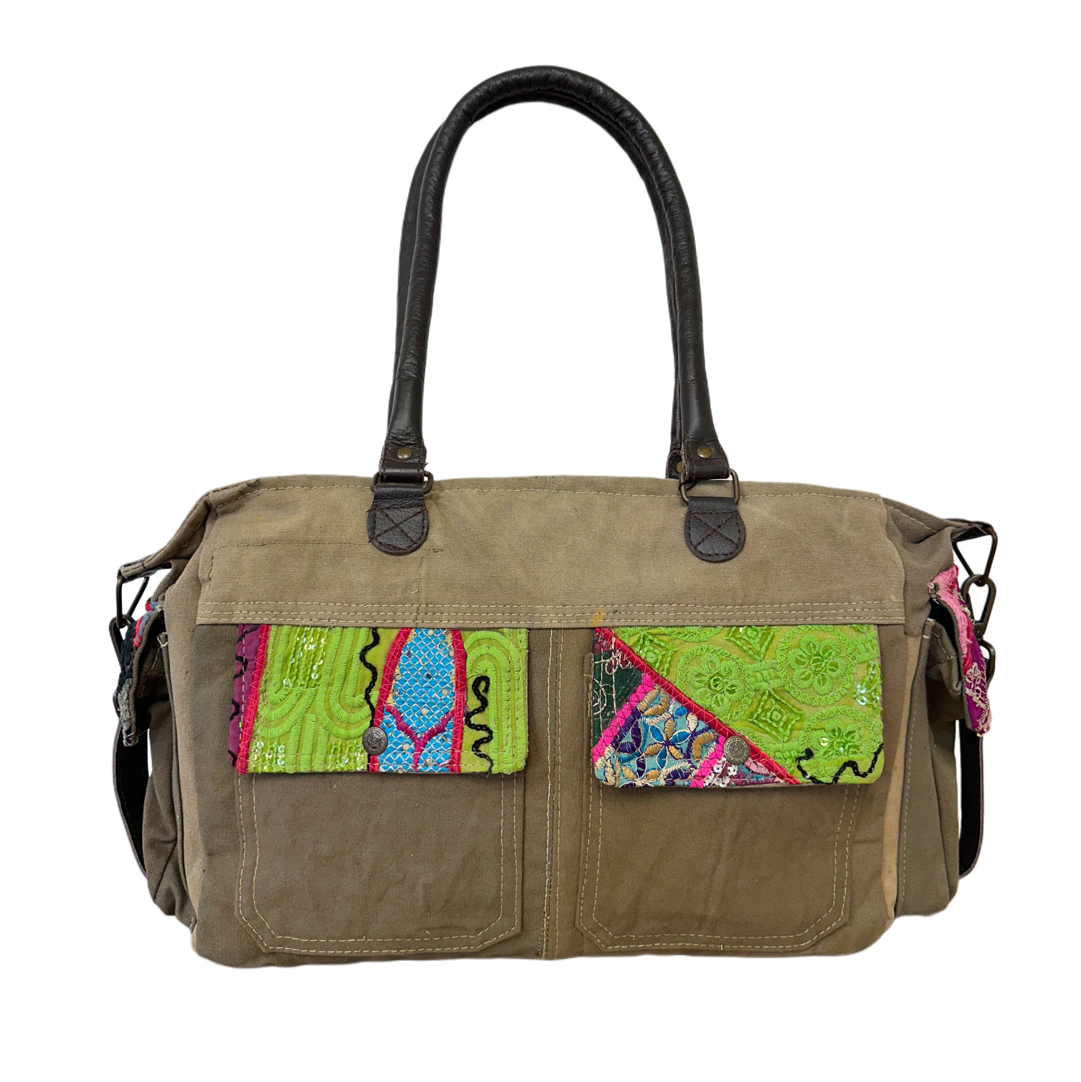 Vintage Addiction - Wholesale Shoulder Bag - Women's - Recycled Military Tent Shoulder Bag-09