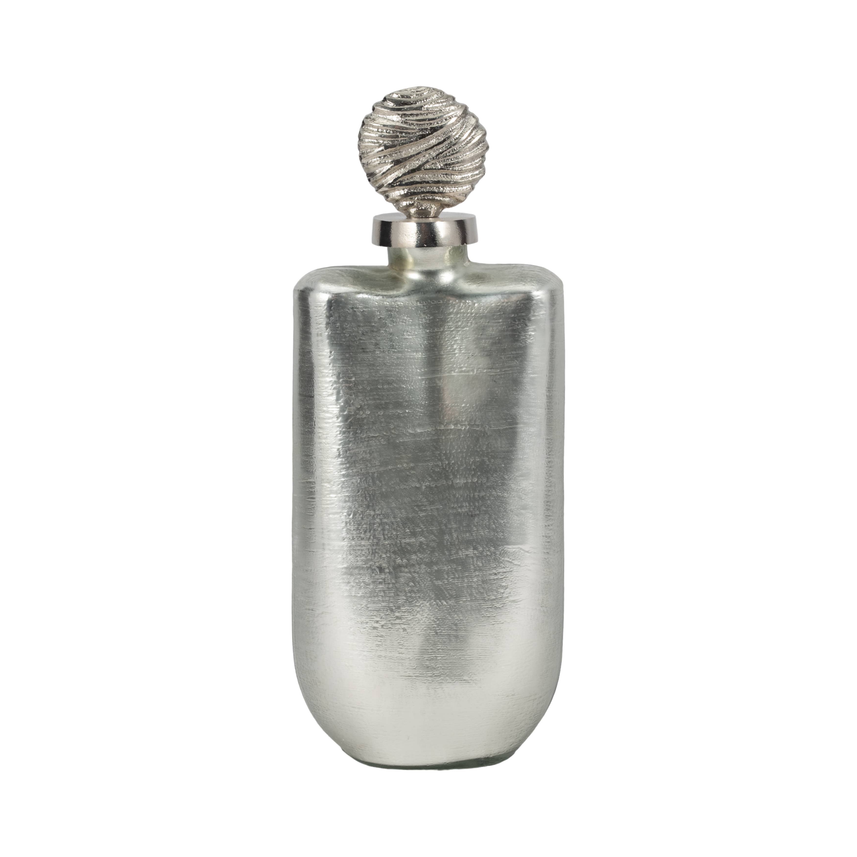 Sagebrook Home - Wholesale Decorative Jar - Glass Metallic Decorative Jar Orb Topper - Silver, 16 in.3