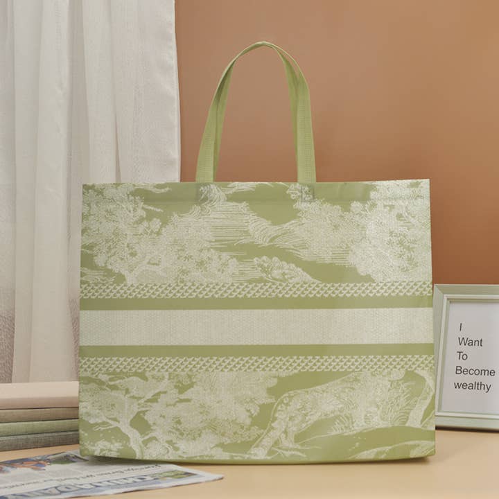 ByHome - Wholesale Gift Bag - 50 pcs, 3 sizes Matcha green line art non-woven gift bag
