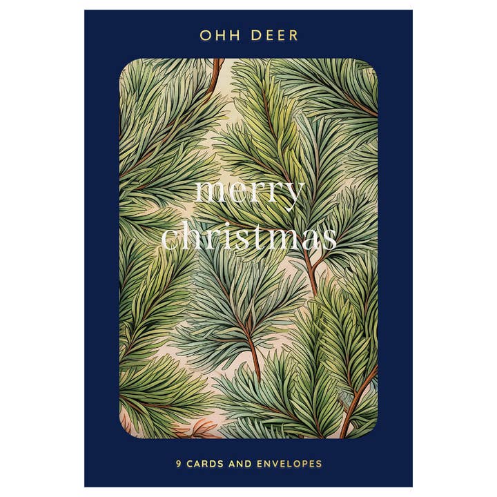 Christmas Tree Botanical x 3 Designs Packs of 9 Cards for wholesale by Ohh Deer UK + EU