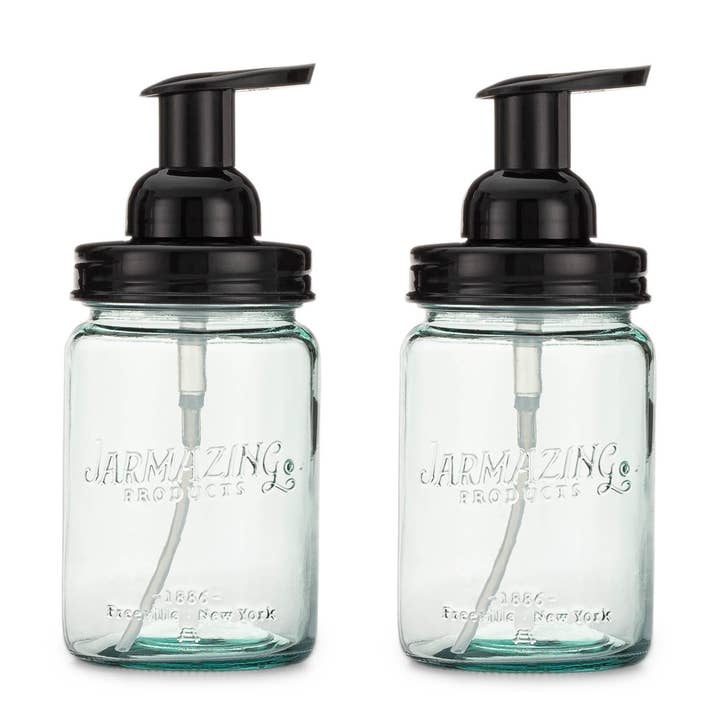 Jarmazing Products – Dispensador de sabonete por atacado – Conjunto com 2 Dispensadores de Espuma em Frascos de Vidro Reciclado Azul0