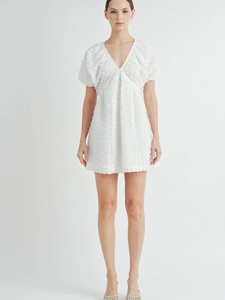 3D Chiffon Floral V-Neck Mini Dress for wholesale by AIBLEE