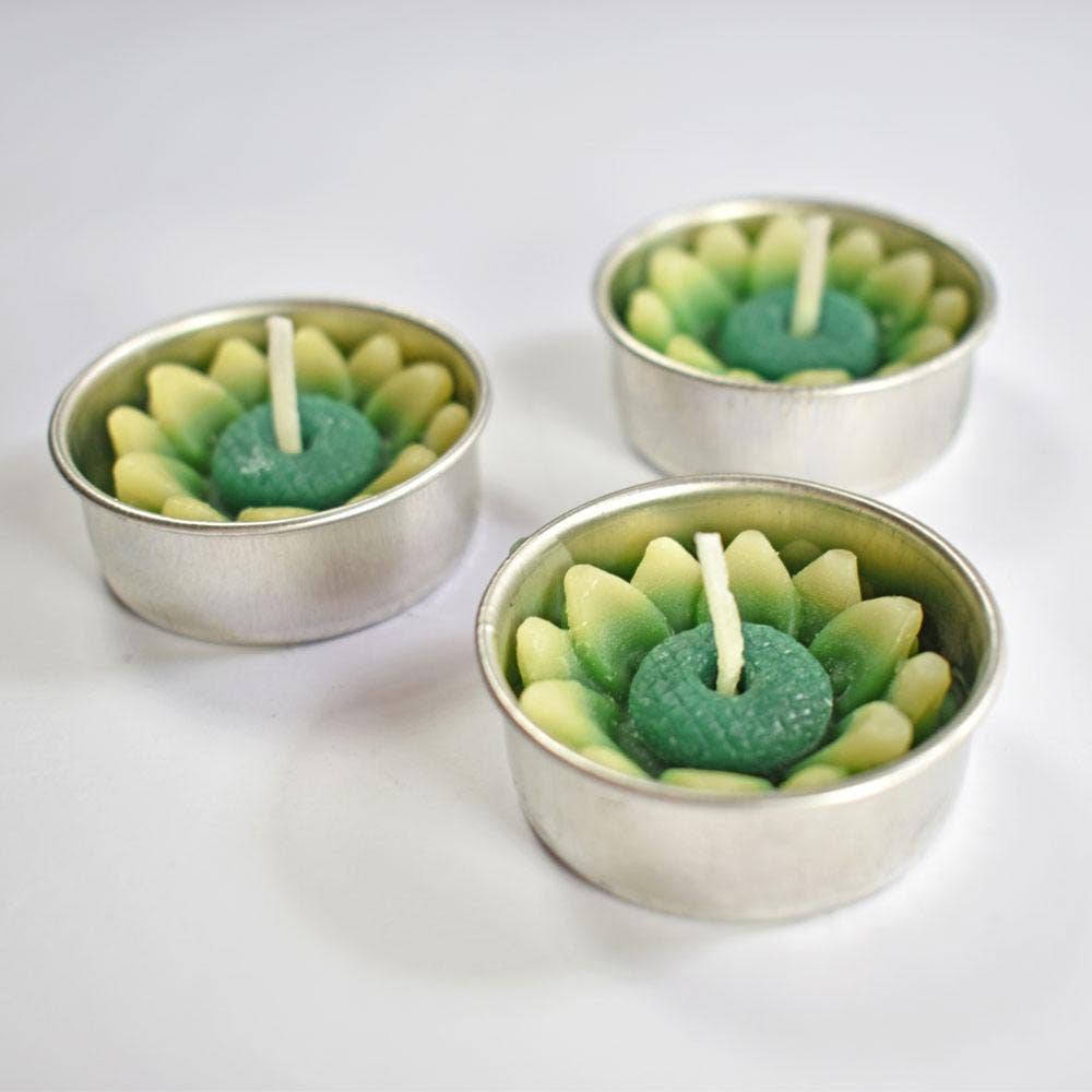 Shared Earth - Wholesale Tea light candles - Scented t-light x10 green flower, 21 x 9cm1