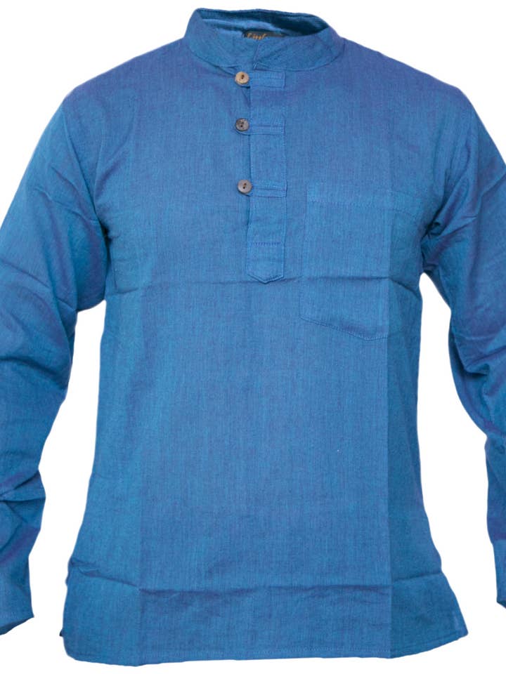 Gheri – wholesale Shirt – Unisex – Plain Cotton Lightweight Long Sleeve Grandad Shirt6