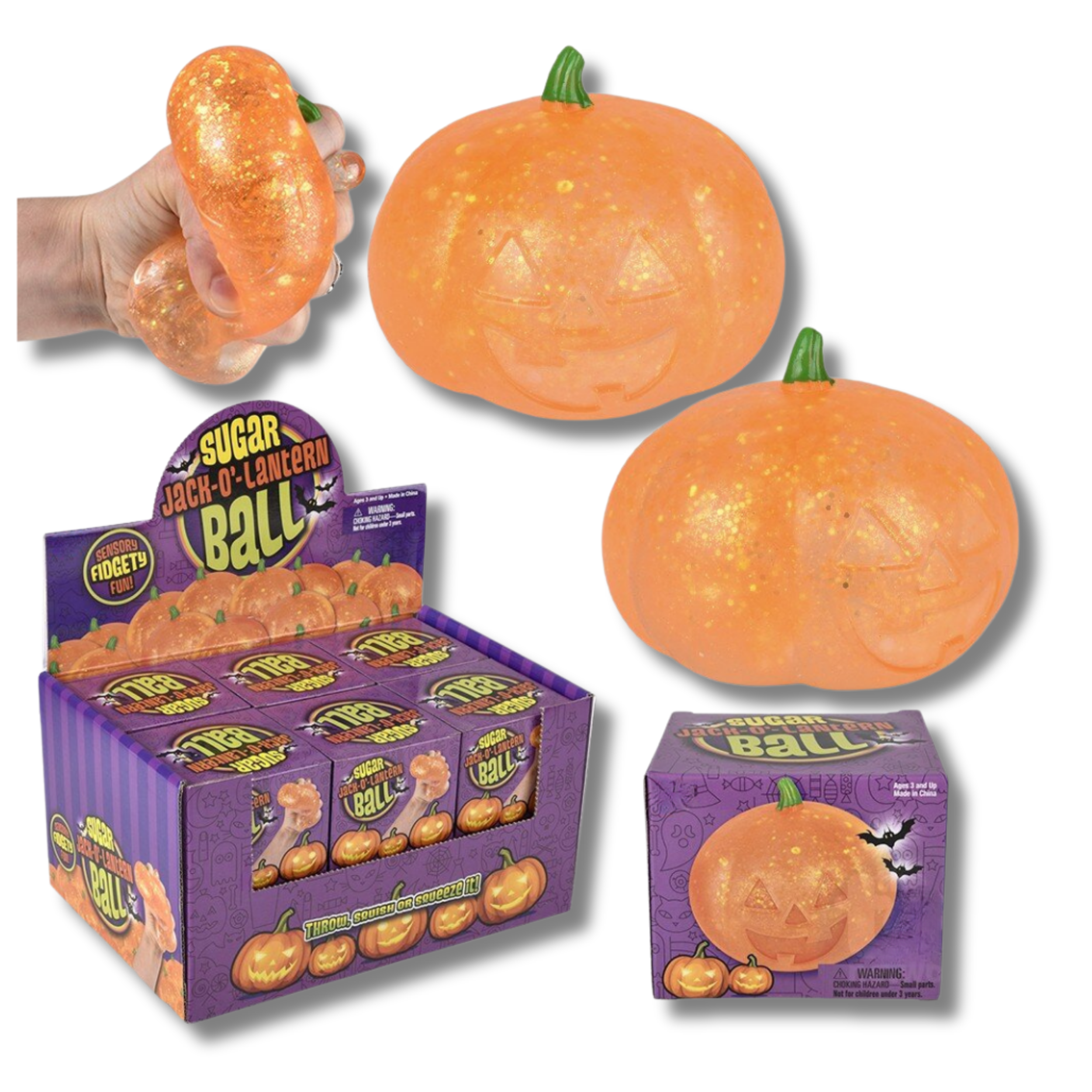 Pagdee Kids Juniors - Wholesale Squishy toy – Kids & Baby - Stress Relief Jack O Lantern Squeezy Sugar Ball For Kids0