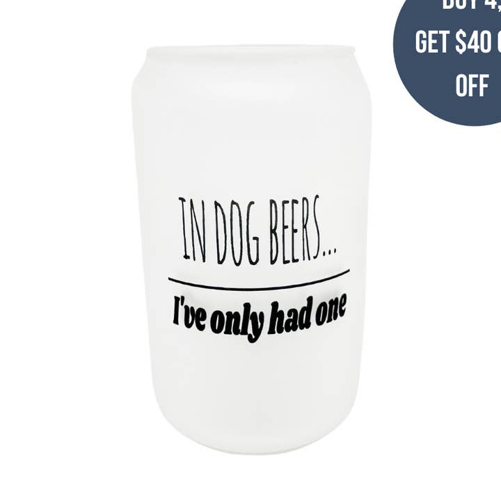 "In Dog Beers" Frosted Beer Can Glass for wholesale by Parker & Co.