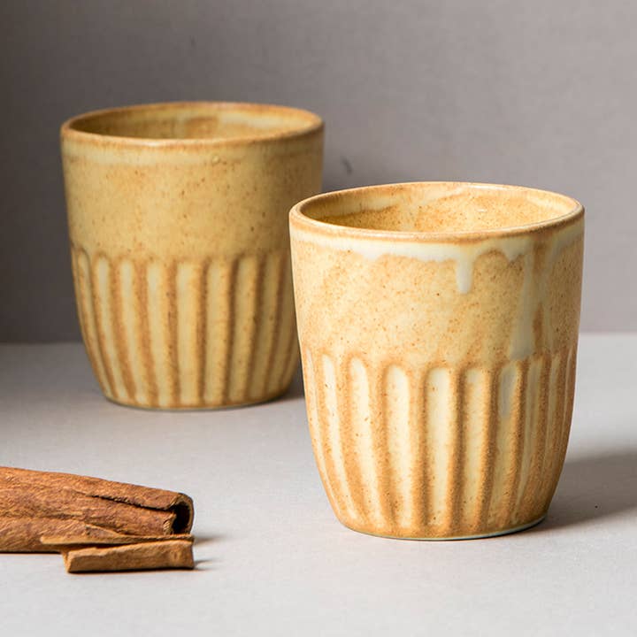 Casa Amarosa – wholesale Coffee/tea cup – Handcrafted Stoneware Drinking Cup – Beige, 3.5 x 3 Inches0