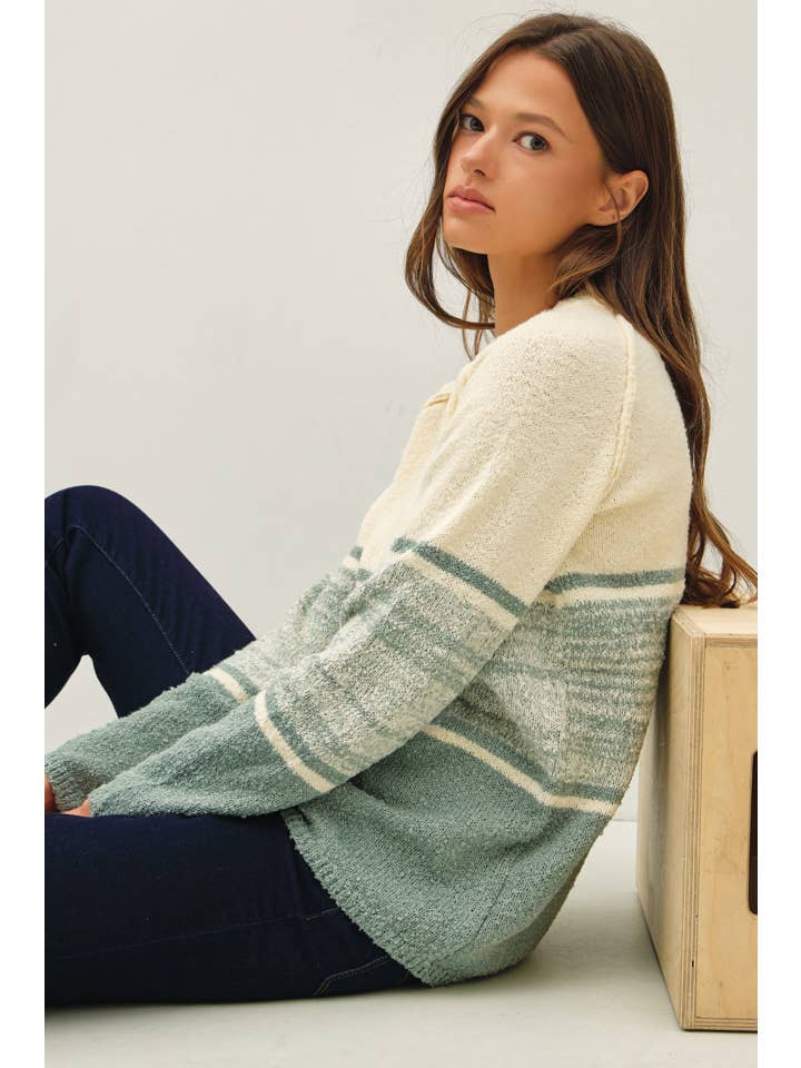 Be Cool - Wholesale Knit Sweater - Women's - SOFT FLUFFY SWEATER WITH STRIPE GRADIENT DESIGN 9
