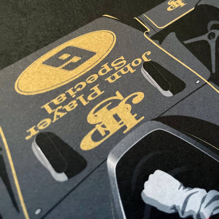 Ricardo Fine Car Artwork - Wholesale Art Print - Emerson Fittipaldi, Lotus 72D-Ford, Formula 1 World Champions 19725