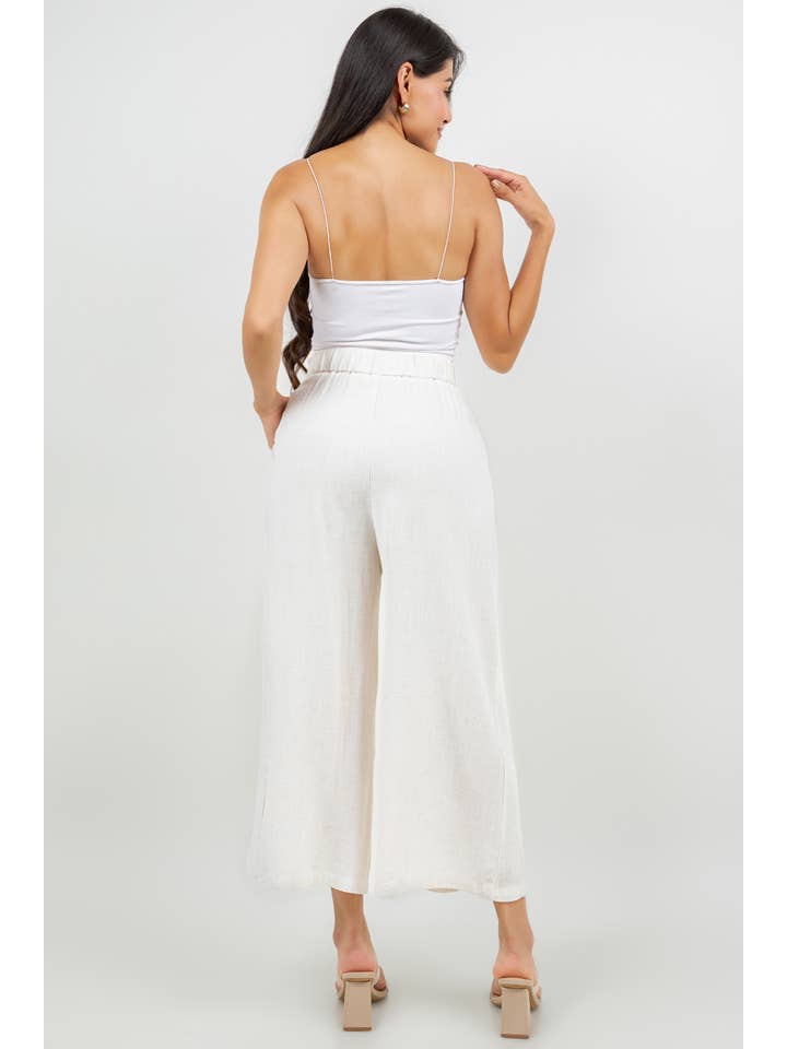 Veracci - Wholesale Pants - Women's - Linen Blend Wide-Leg Capri Pants4