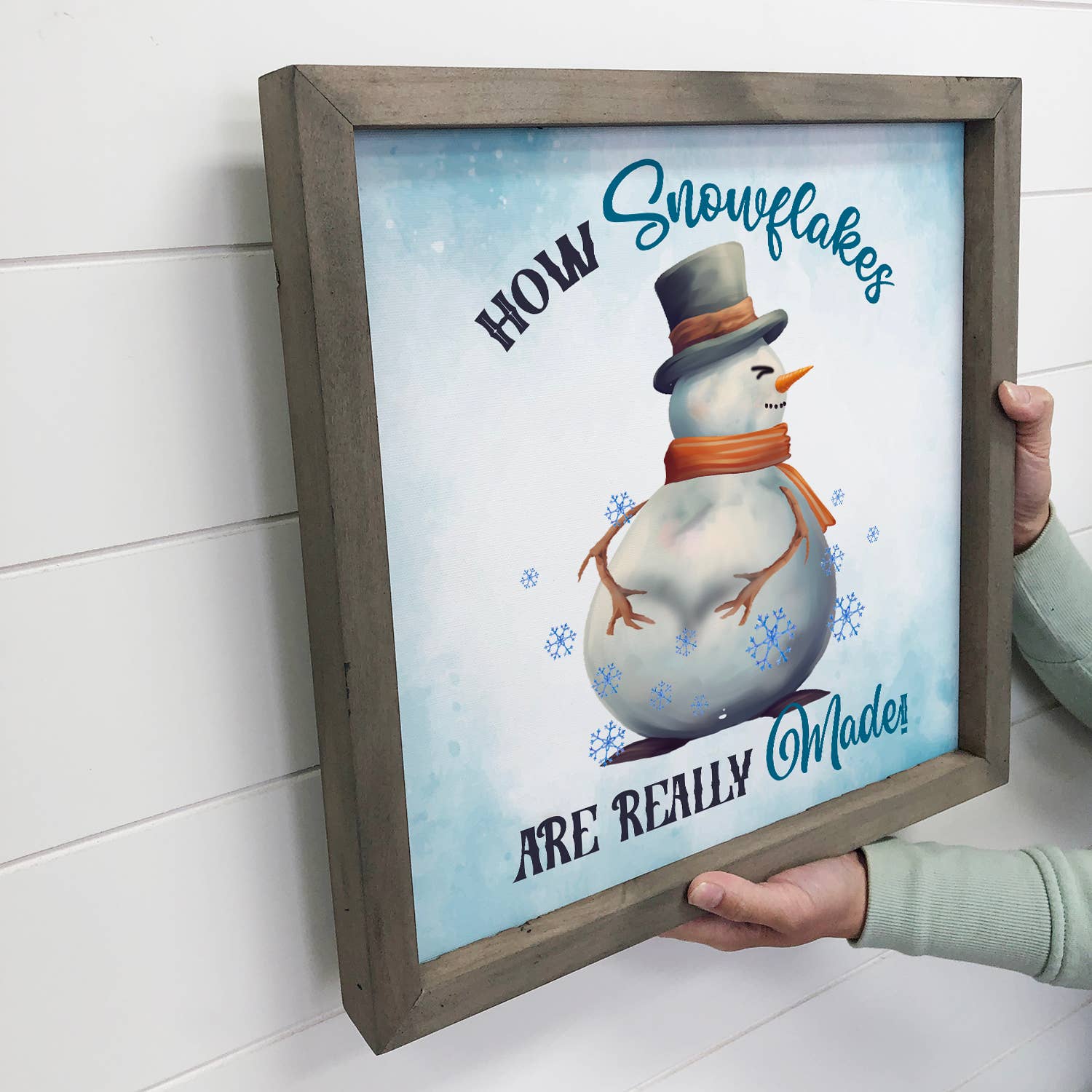 Hangout Home – wholesale Christmas Wall Art – How Snowflakes Are Made - Funny Snowman Canvas Art2