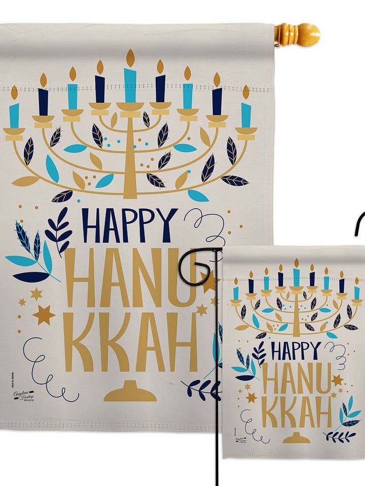 Happy Hanukkah Wintertime Decor Flag for wholesale by Two Group Flag Co