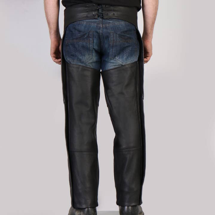 NEGRO Chaparreras de cuero Hot Leathers CHM5001 para hombre, clásicas, negras, fabricadas en EE. UU. de venta al por mayor en Faire3