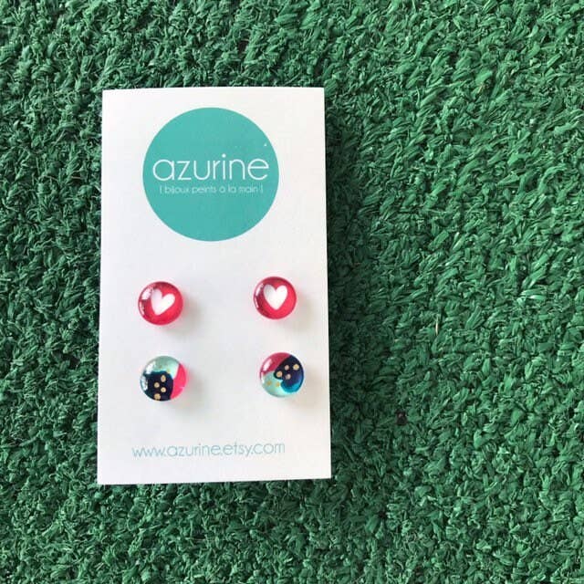 Duo of earrings hand painted by azurine for wholesale by Azurine