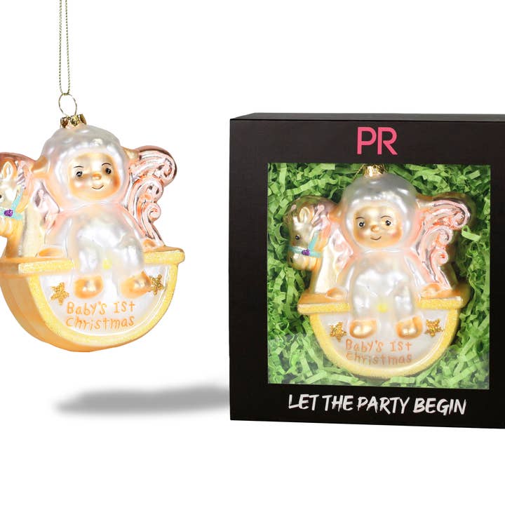 Party Rock | Decorazione in vetro per il primo Natale del bambino per la vendita all'ingrosso da parte di Party Rock Ornaments
