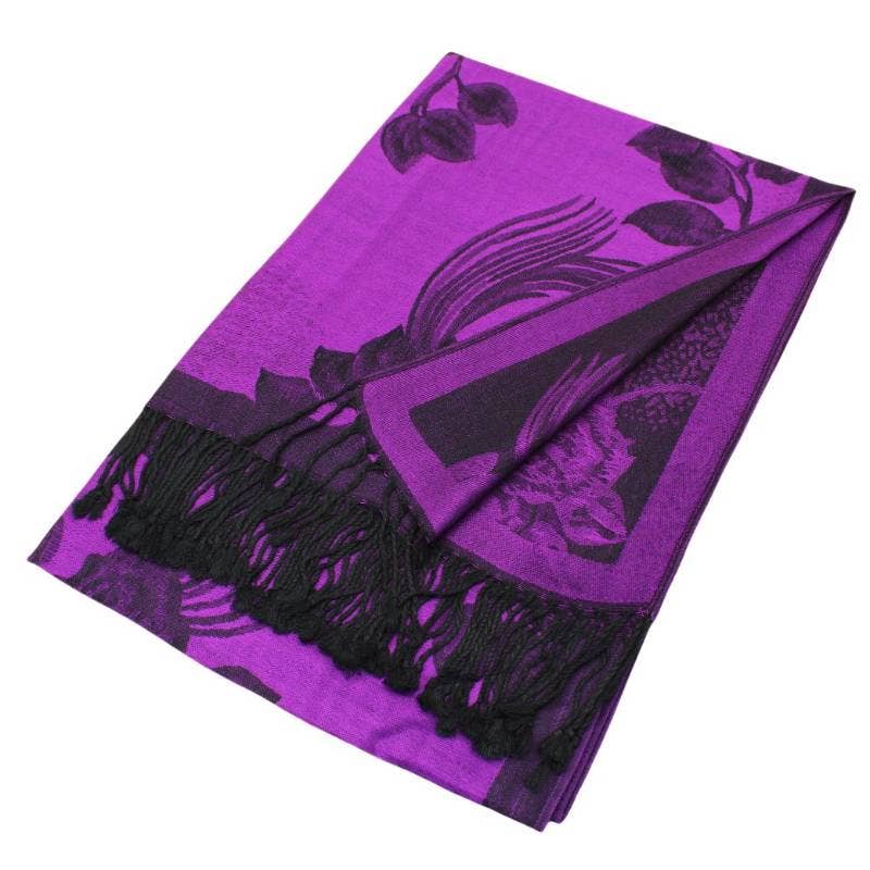 Cap Zone - Wholesale Scarf - Women's - Rose Floral Faux Silk Pashmina Wrap Scarf16